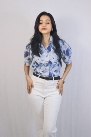 Azure Marble Button-Down